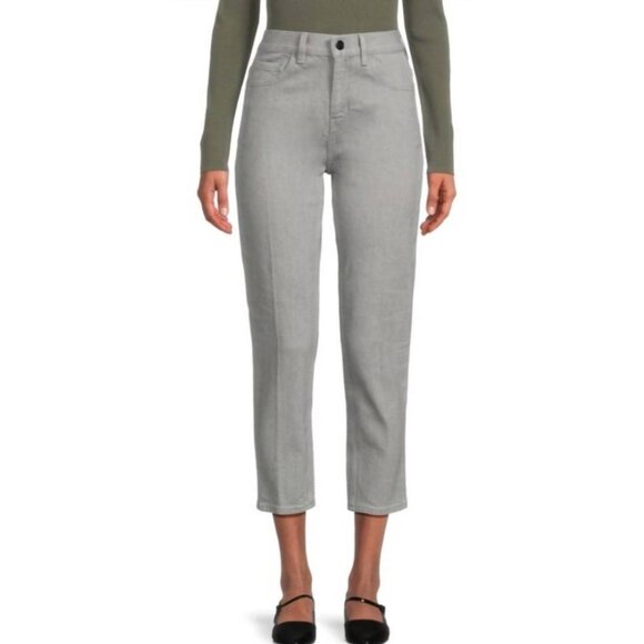 Theory Treeca Gray Straight Cropped High Rise Jeans Stretch 28x26 NWT - Picture 1 of 10
